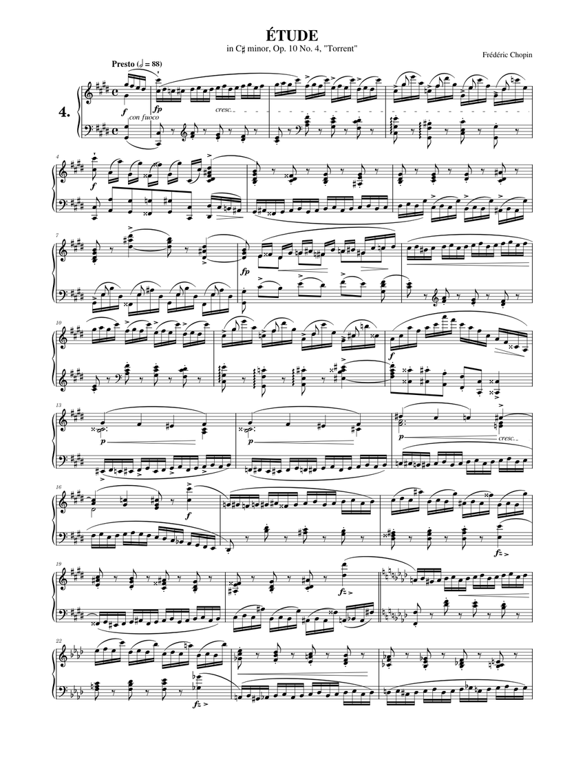 フレデリック・ショパン: ハ短調の練習曲 Op.10 No.4 「トレント