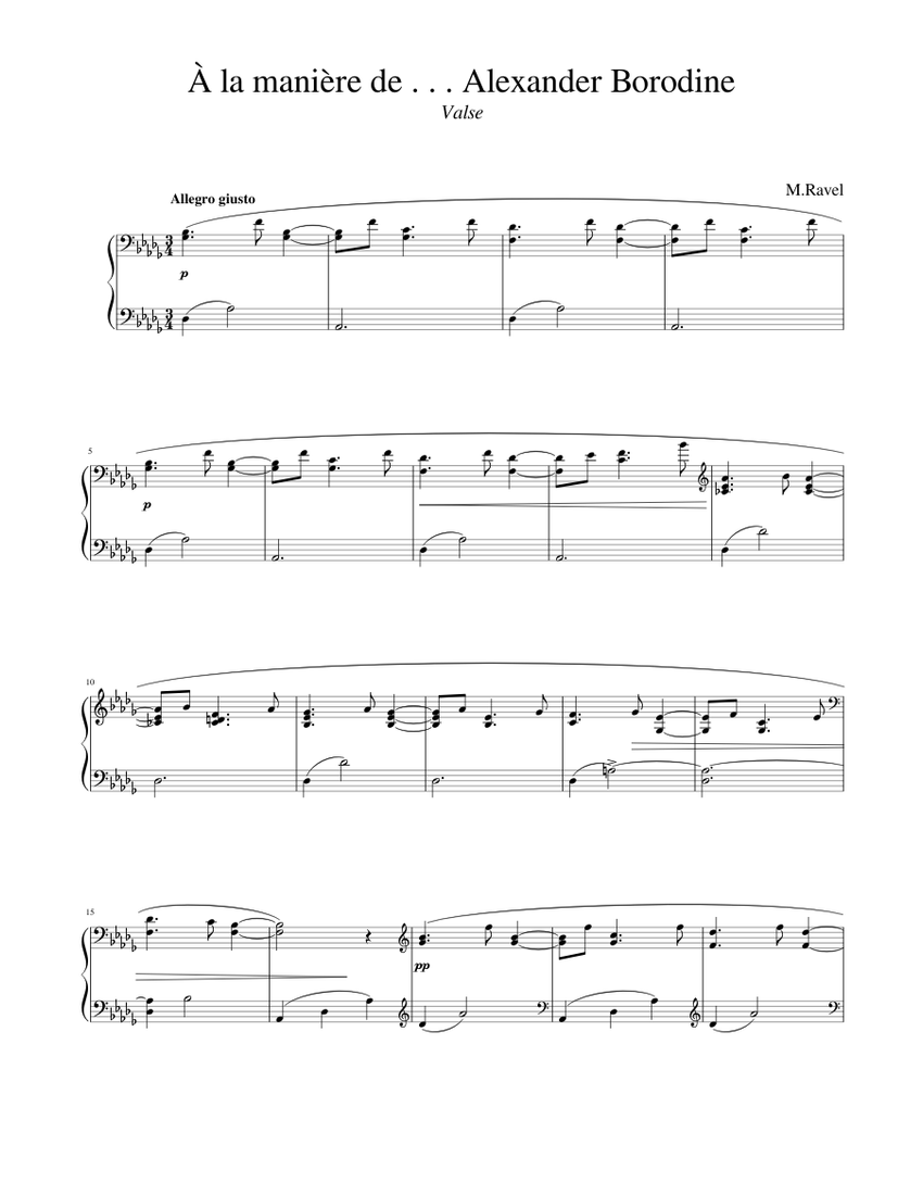 ボロディン風に (ラヴェル) 楽譜 ピアノ (ソロ) | MuseScore.com