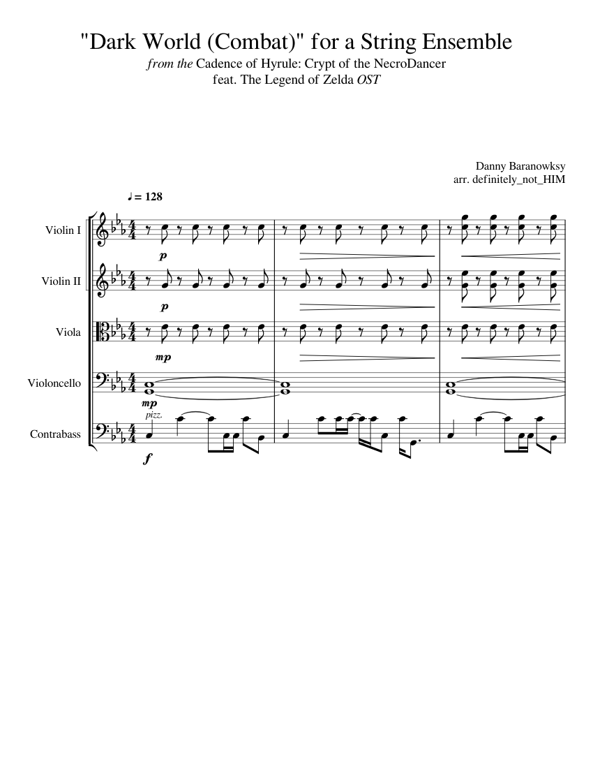 "Dark World (Combat)" for a String Ensemble 楽譜 コントラバス, バイオリン, ビオラ, チェロ ...