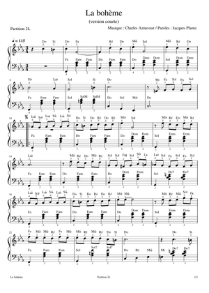 La boheme – Charles Aznavour 楽譜 ピアノ (ソロ) easy | MuseScore.com