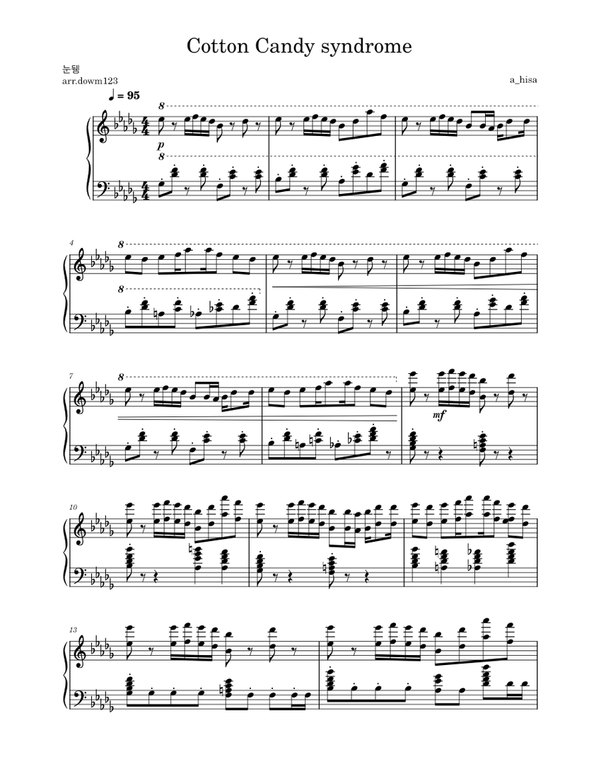 コットンキャンディシンドローム 楽譜 ピアノ (ソロ) | MuseScore.com