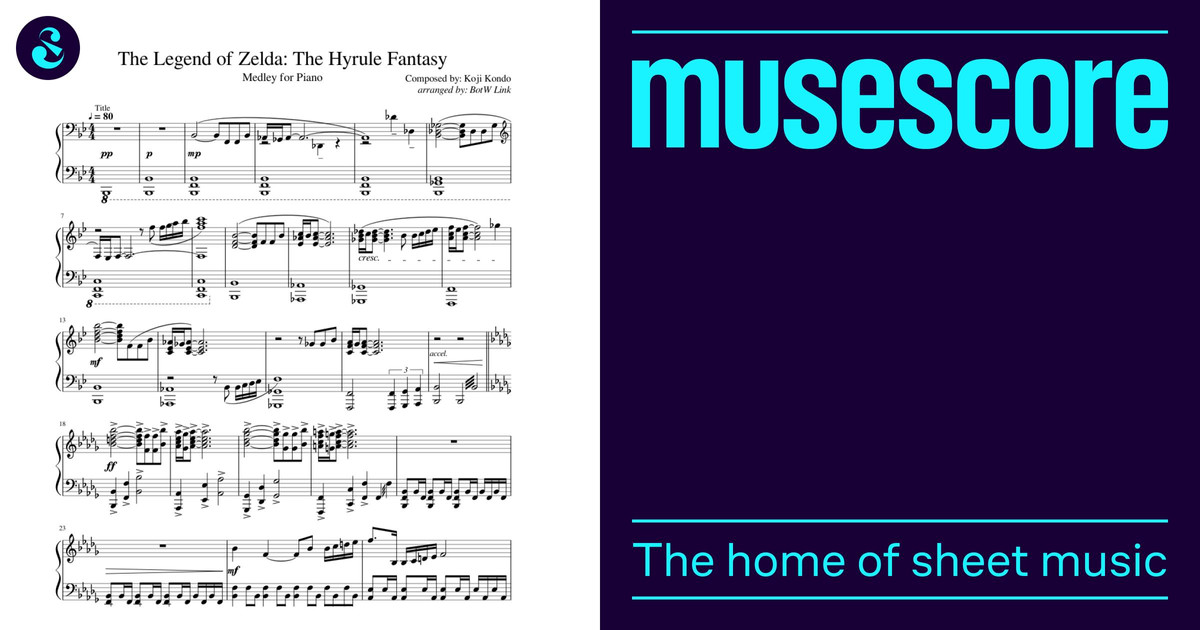 ゼルダの伝説: ハイラルファンタジー 楽譜 ピアノ (ソロ) | MuseScore.com