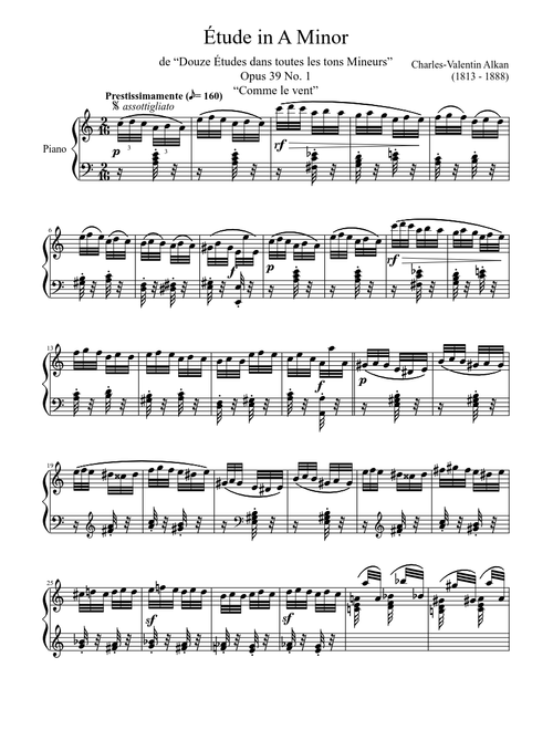 Alkan's Opus 39, Douze Études dans les tons Mineurs sheet music by