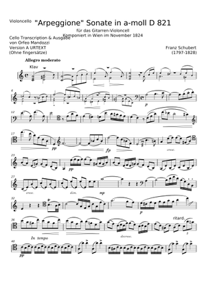 Arpeggione Sonata, D.821 - Franz Schubert 楽譜 ピアノ, ビオラ