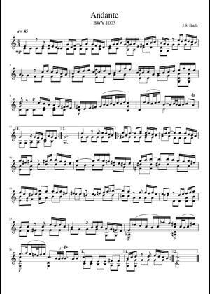 無伴奏ヴァイオリンソナタ第2番 イ短調 - J. S. バッハ, BWV 1003 楽譜
