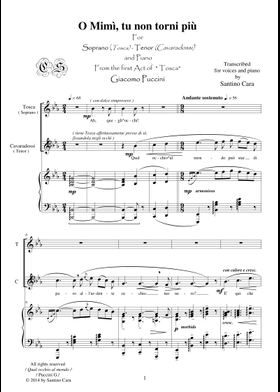 Giacomo Puccini Tosca トスカ 楽譜 無料のトスカ ジャコモ・プッチーニ の楽譜 | MuseScore.com でPDFの