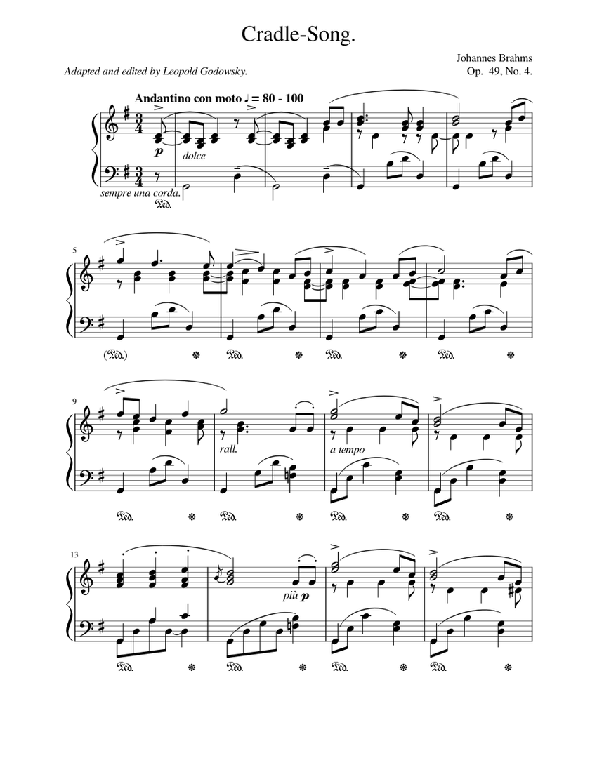 子守唄 Op. 49, No. 4 - ヨハネス・ブラームス:レオポルド