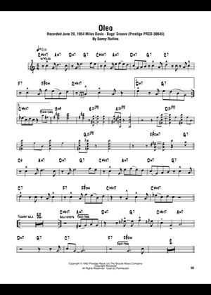 Oleo – Sonny Rollins 楽譜 タブ譜あり コード付き テナーサックス