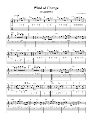 ウィンド・オブ・チェンジ 楽譜 タブ譜あり ギター (ソロ) | MuseScore.com