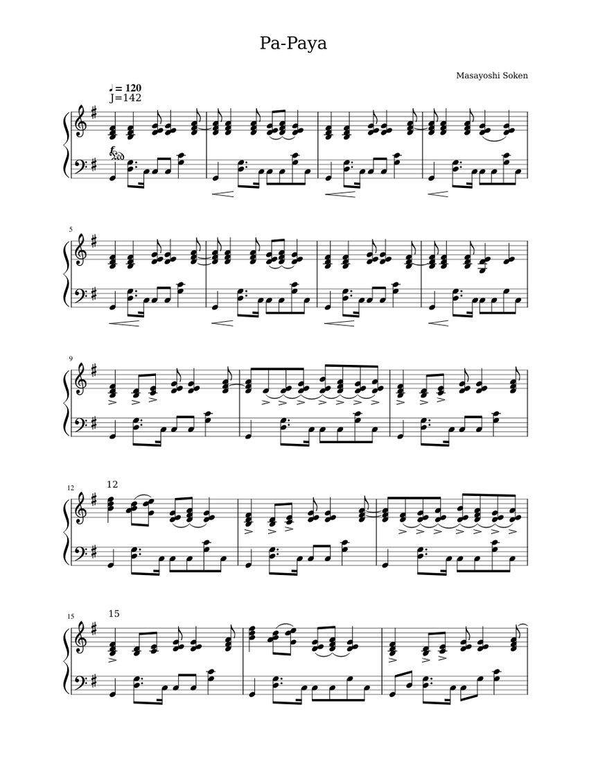 パパヤ - FFXIV 楽譜 ピアノ (ソロ) | MuseScore.com