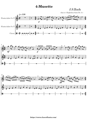 J.S.バッハ - イギリス組曲第3番 ト短調 BWV 808 楽譜 ピアノ (混合