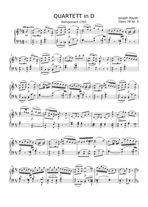 ハイドン弦楽四重奏曲 Op.76 No.2 ニ短調 (フィフス) 第1楽章 楽譜