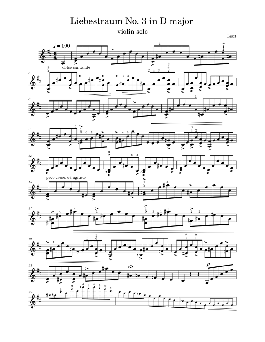 愛の夢 S.541 楽譜 バイオリン (ソロ) | MuseScore.com
