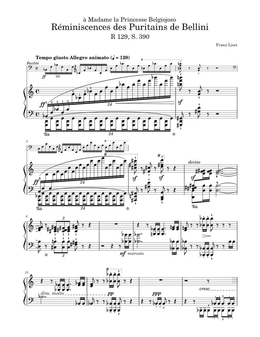 ベッリーニの歌劇《清教徒》の回想 楽譜 ピアノ (ソロ) | MuseScore.com