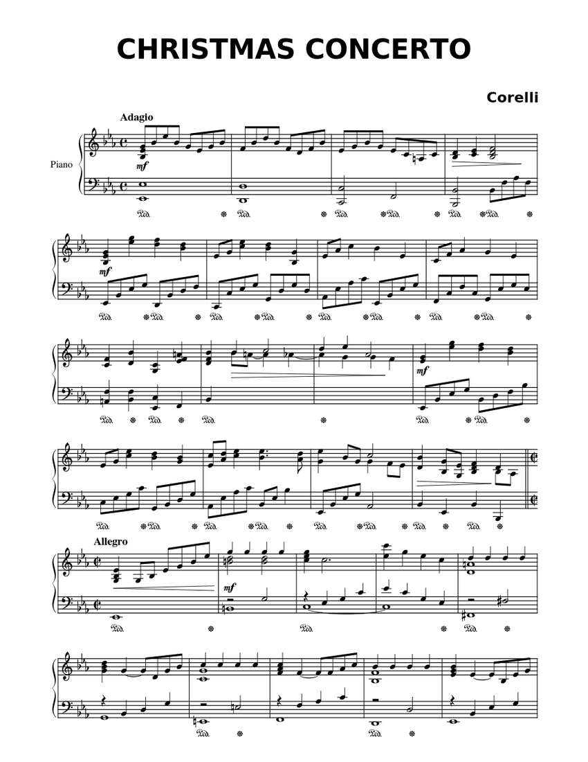 クリスマス協奏曲 – コレッリ 楽譜 ピアノ (ソロ) | MuseScore.com