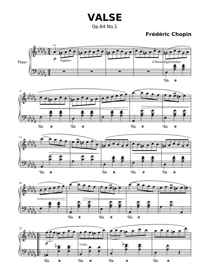 VALSE – Frédéric Chopin 楽譜 ピアノ (ソロ) | MuseScore.com