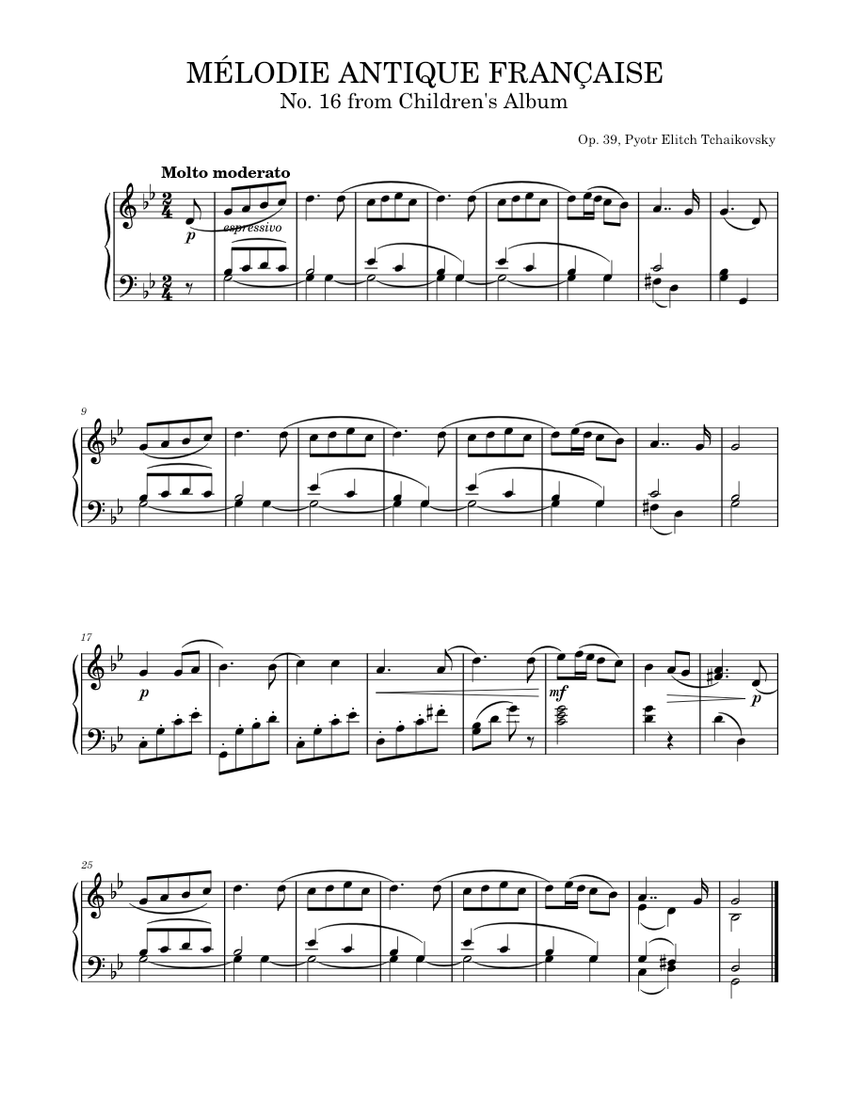 Children's Album, Op.39 No. 16 – Pyotr Ilyich Tchaikovsky 楽譜