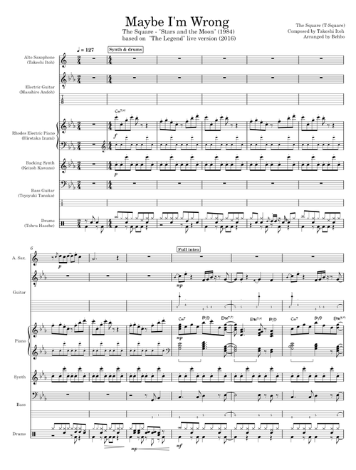 T-Square fusion band transcriptions sheet music by Behbo | Play