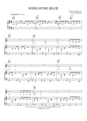 Song sung blue の公式楽譜を演奏する by Neil Diamond ピアノ