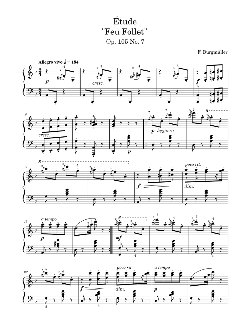 練習曲 作品105 第7番 「鬼火」 楽譜 ピアノ (ソロ) | MuseScore.com