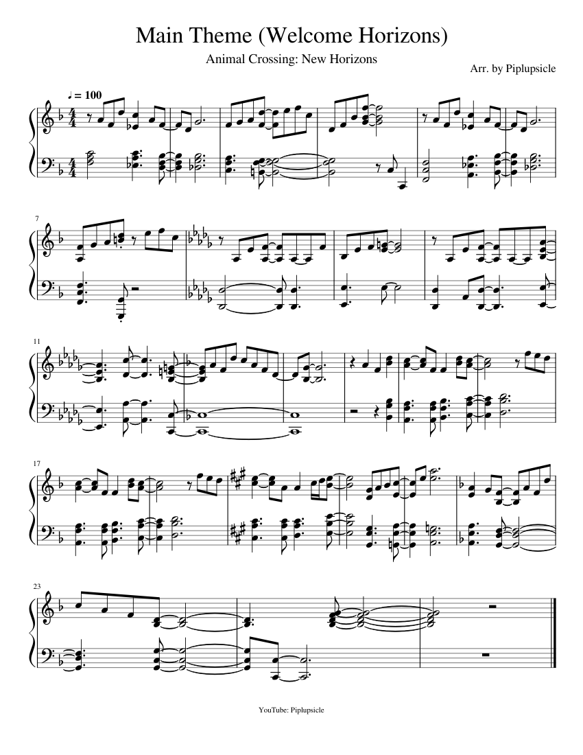 メインテーマ - あつまれ どうぶつの森 楽譜 ピアノ (ソロ) easy