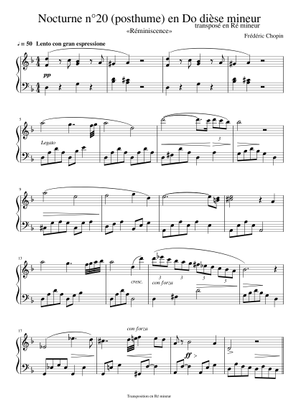 フレデリック・ショパン：夜想曲 嬰ハ短調（遺作）（簡易版） 楽譜