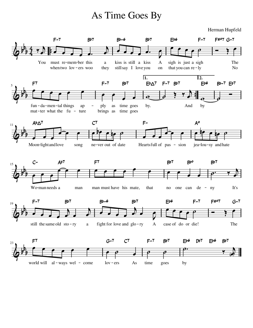 時の過ぎゆくままに 楽譜 コード付き ピアノ (ソロ) easy | MuseScore.com