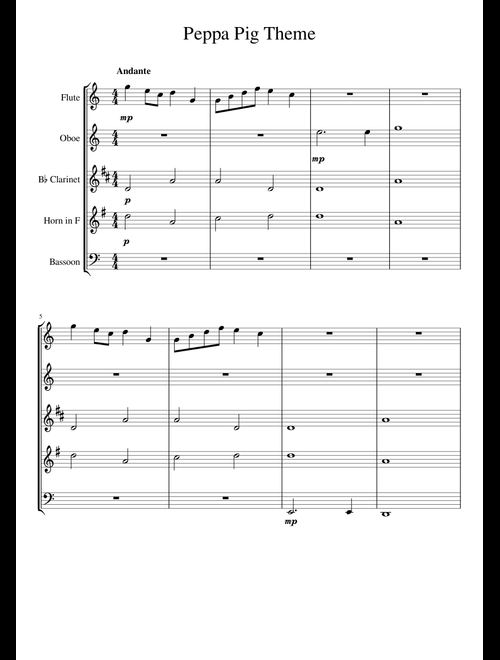 無料の の楽譜木管五重奏 用 | MuseScore.com でPDFのダウンロード