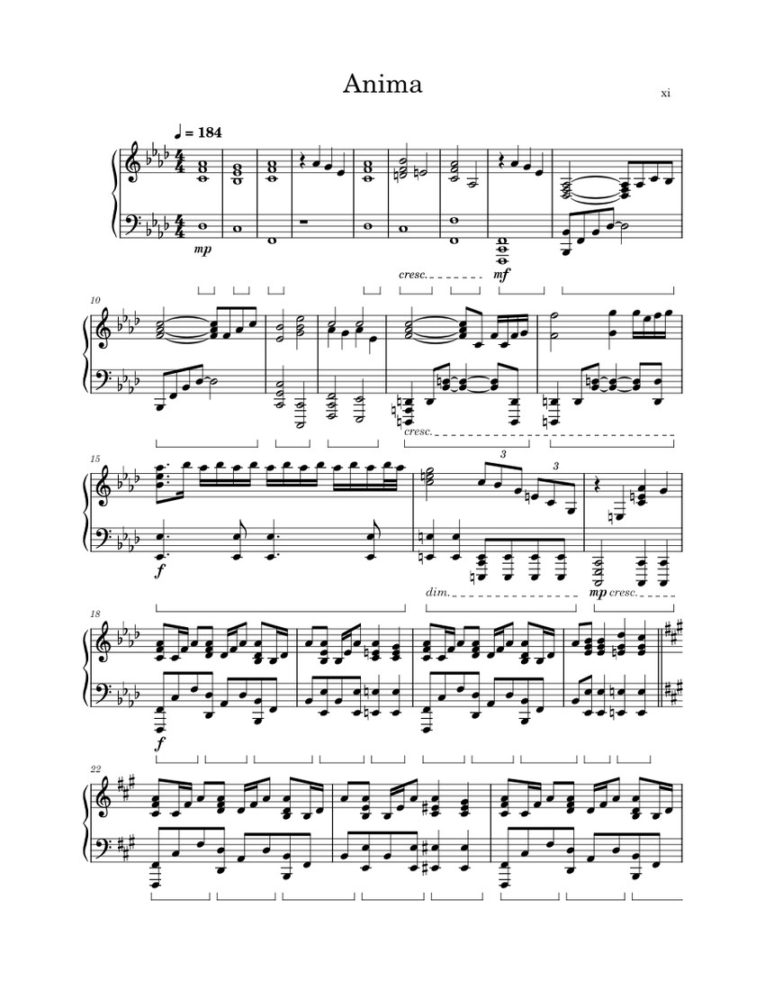 ANiMA – Xi 楽譜 ピアノ (ソロ) | MuseScore.com
