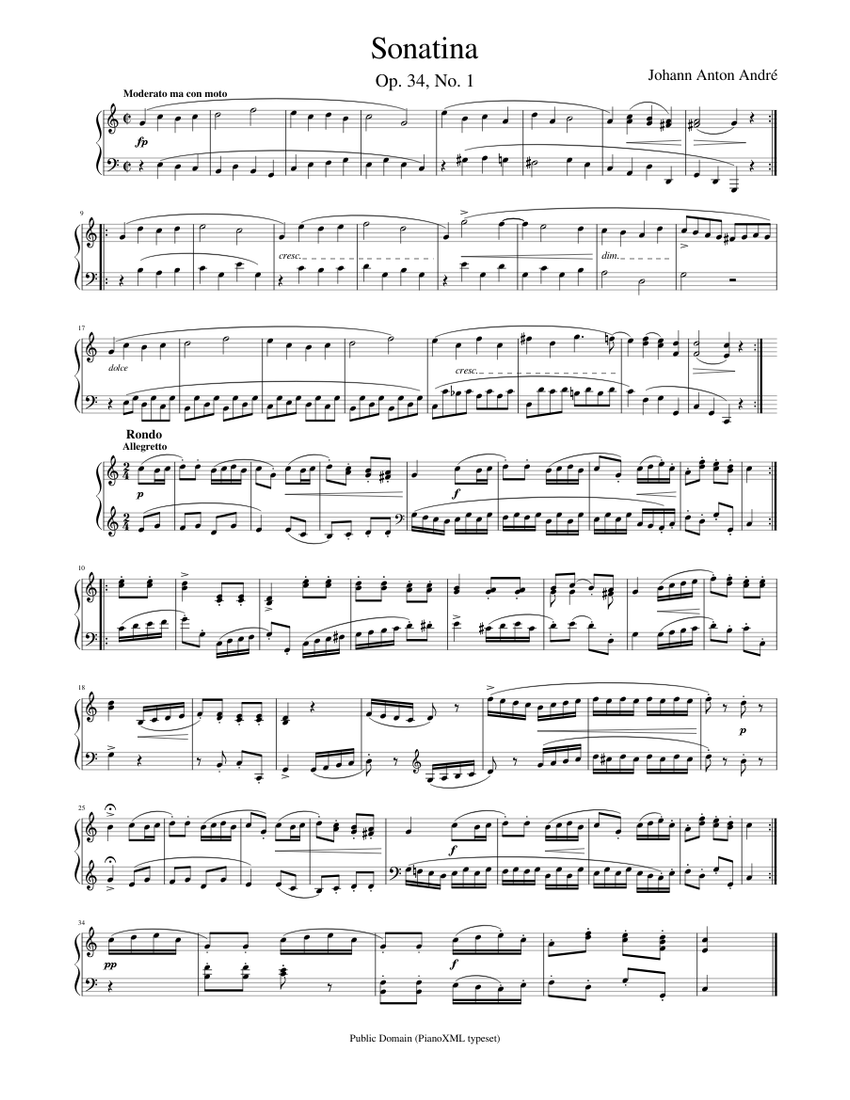 アンドレ：ソナチネ 作品34 第1番 楽譜 ピアノ (ソロ) | MuseScore.com