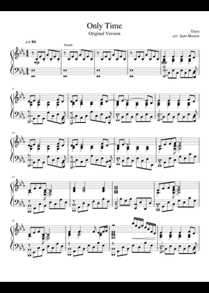 オンリー・タイム - エンヤ 楽譜 ピアノ (ソロ) | MuseScore.com
