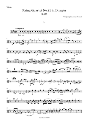String Quartet No.21 in D major, K.575 - Violin 1 PART – Wolfgang