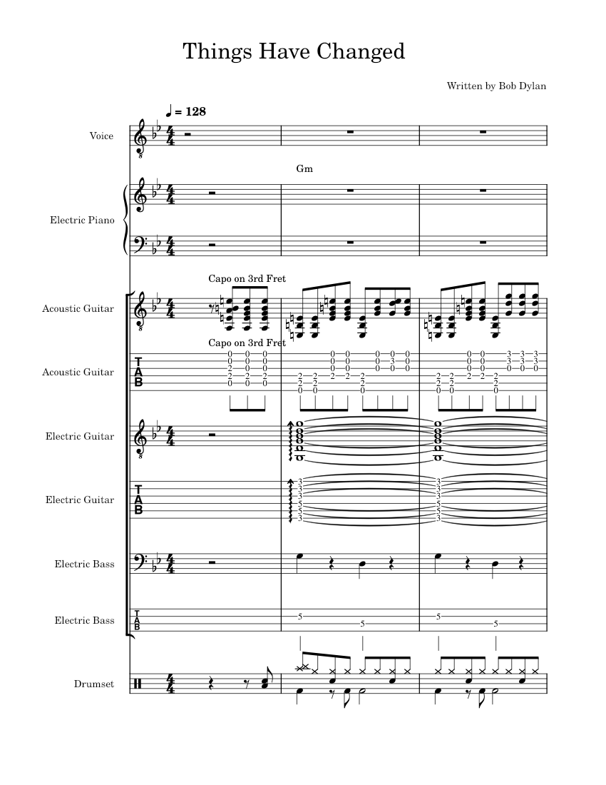Things Have Changed – Bob Dylan Sheet Music and Tab with Chords for ...