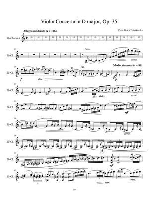 チャイコフスキー - バイオリン協奏曲（第1楽章） 楽譜 フルート