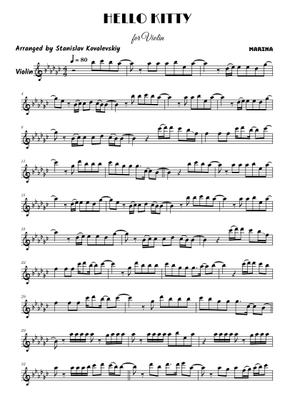 HELLO KITTY – Marina (Easy Piano Cover by Stanislav Kovalevskiy) 楽譜 ピアノ ...