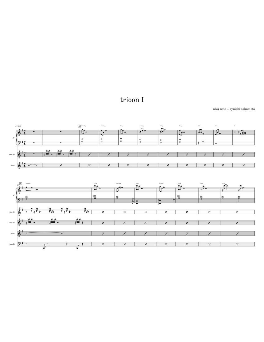 アルヴァ・ノト & 坂本龍一 - トリオーン I (with beats) 楽譜 コード