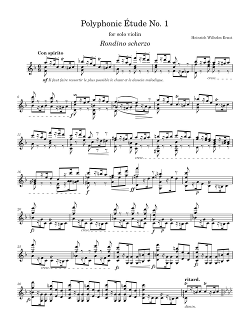 Heinrich Wilhelm Ernst (1812 - 1865) sheet music by Quasi Cantando