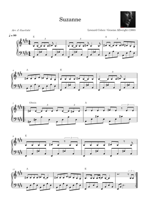 スザンヌ – レナード・コーエン 楽譜 コード付き ピアノ (ソロ