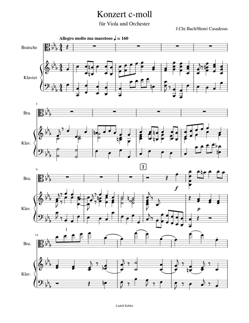 ヴィオラ協奏曲 ハ短調 – ヨハン・クリスティアン・バッハ 第1楽章