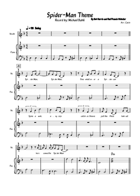 無料のスパイダーマン マイケル・ブーブレ の楽譜 | MuseScore.com で