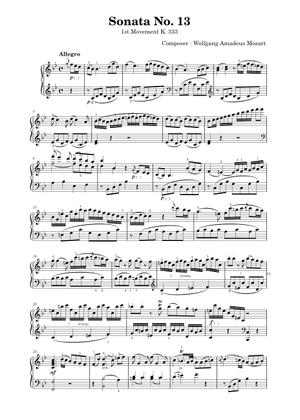 ソナタ第13番、第1楽章 K. 333 楽譜 ピアノ (ソロ) | MuseScore.com