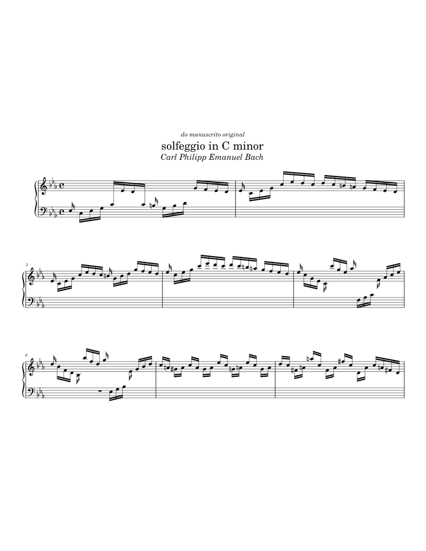 Solfeggio in C minor, H.220 - Carl Philipp Emanuel 楽譜 ピアノ