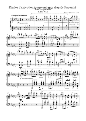 ト短調の練習曲「ラ・カンパネラ」S. 141/3 – フランツ・リスト（少し
