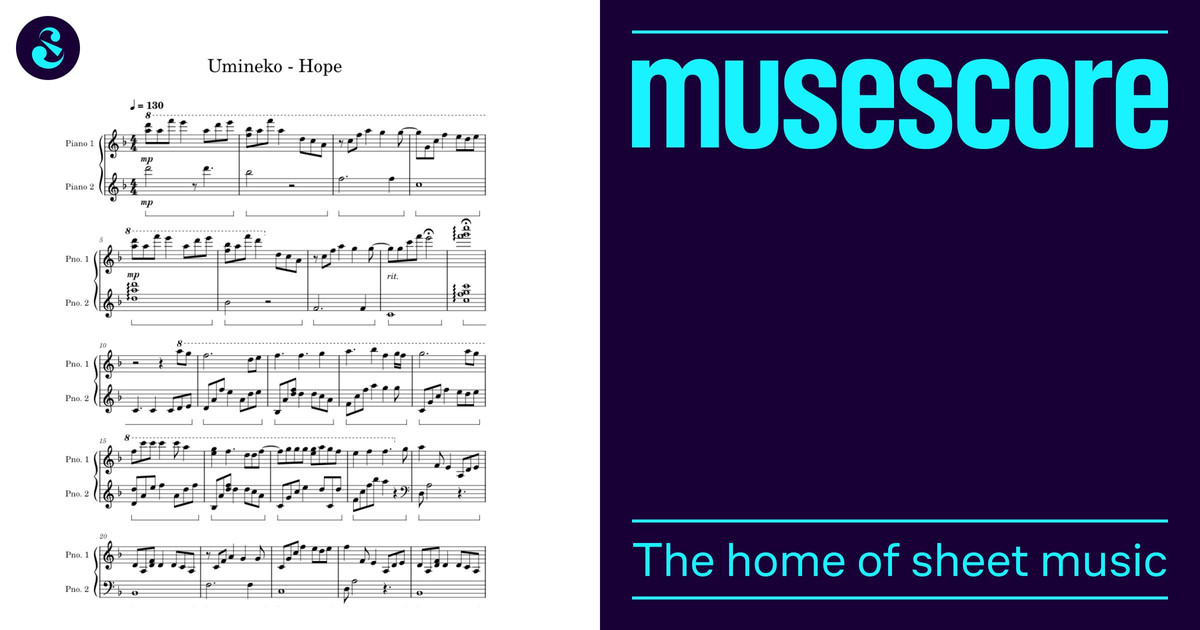 Hope - うみねこ 楽譜 ピアノ (ソロ) | MuseScore.com