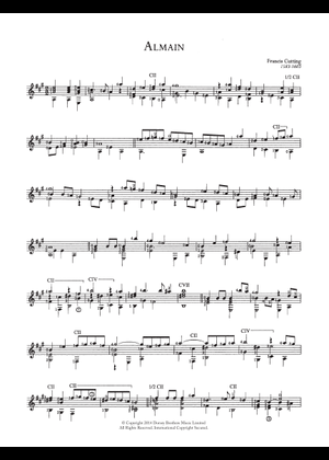 Almain 楽譜 ギター (ソロ) | MuseScore.com