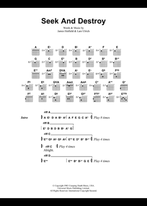 Seek & Destroy の公式楽譜を演奏する by Metallica ギター