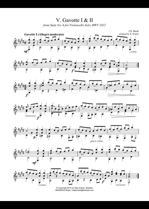Cello Suite No. 6, BWV 1012 - Bach (Arr. for Liuto Cantabile) 楽譜 ギター ...