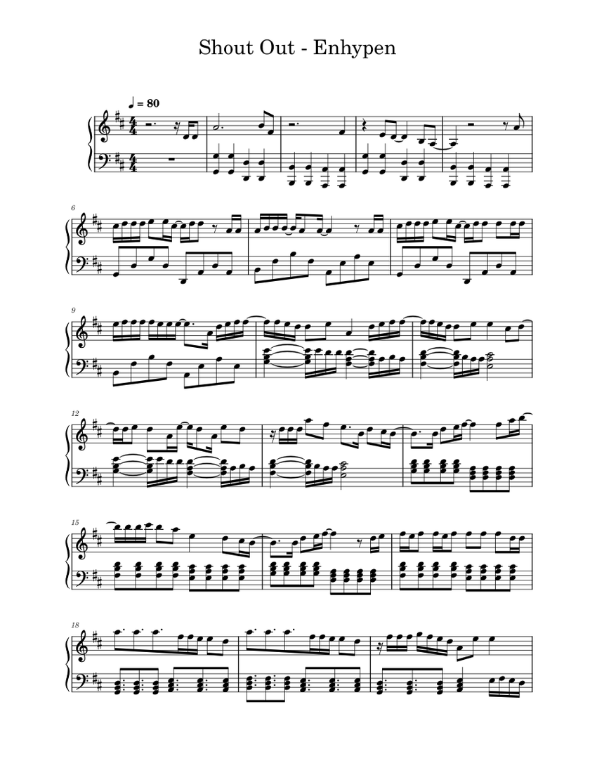 シャウトアウト – ENHYPEN 楽譜 ピアノ (ソロ) | MuseScore.com