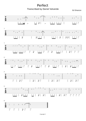 パーフェクト 楽譜 タブ譜あり コード付き ギター (ソロ) | MuseScore.com