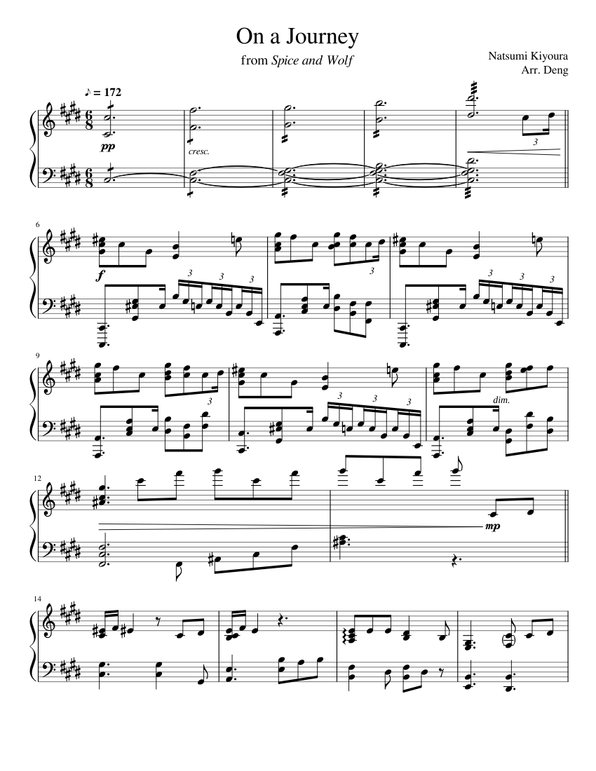 旅の途中 楽譜 ピアノ (ソロ) | MuseScore.com